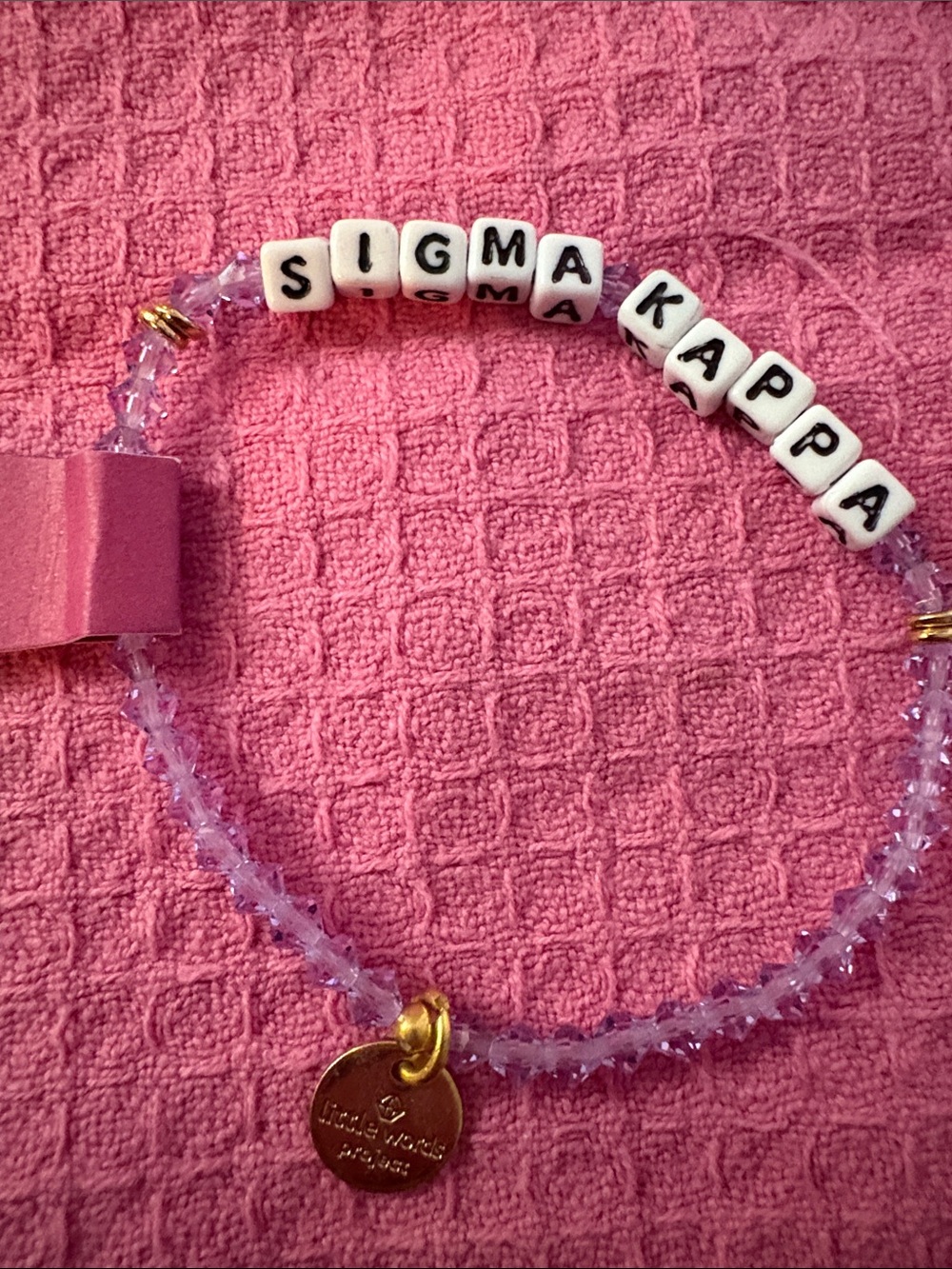 Little Words Project Sigma Kappa Beaded Letter Bracelet - Light Purple Beads